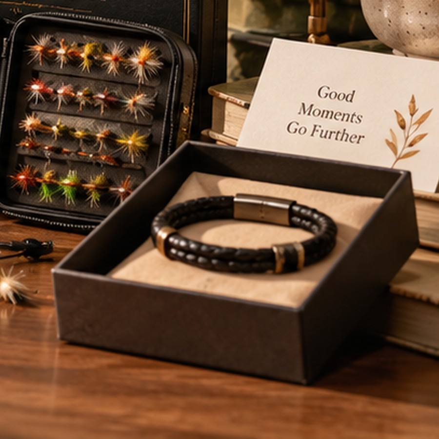 Braided Leather Bracelet with Message Card